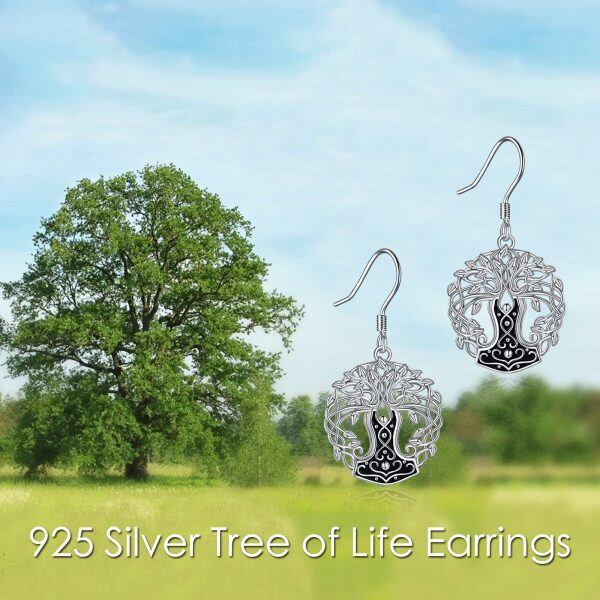 Sterling Silver Tree Of Life Earrings-5