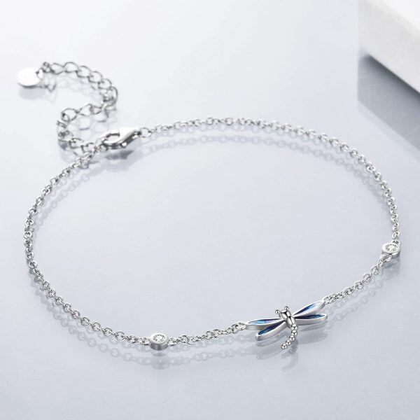 Sterling Silver Dragonfly Ankle Bracelets-2