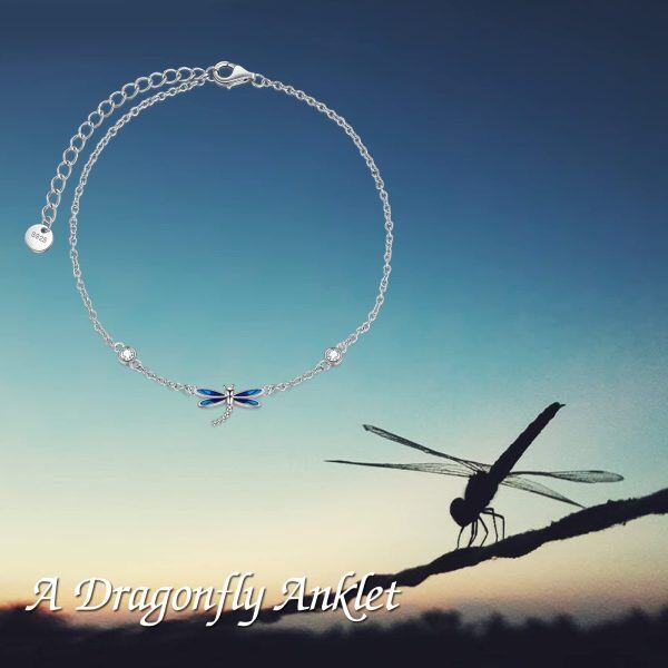 Sterling Silver Dragonfly Ankle Bracelets-5