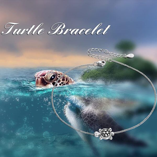 Sterling Silver Sea Turtle Ankle Bracelets-5