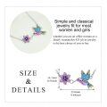 wholesale 925 Sterling Silver Rainbow Hummingbird & Flower Charm Necklace for Women-0-4