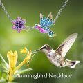 wholesale 925 Sterling Silver Rainbow Hummingbird & Flower Charm Necklace for Women-0-5