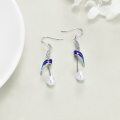 wholesale 925 Sterling Silver Blue Enamel Feather Pearl Dangle Earrings for Women-0-3