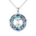 wholesale 925 Sterling Silver Round Blue Crystal Celtic Knot Pendant Necklace for Women-0-0