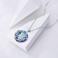 wholesale 925 Sterling Silver Round Blue Crystal Celtic Knot Pendant Necklace for Women-0-2
