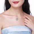 wholesale 925 Sterling Silver Round Blue Crystal Celtic Knot Pendant Necklace for Women-0-3
