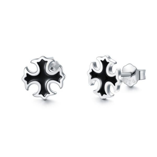 Sterling Silver Cross Earrings-0