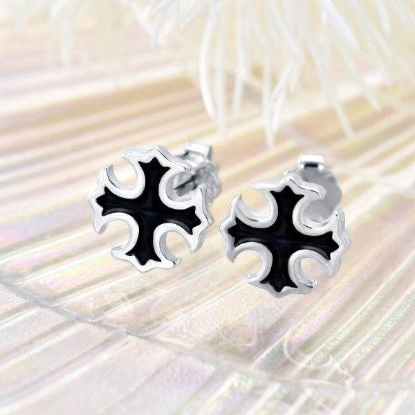 Sterling Silver Cross Earrings-2