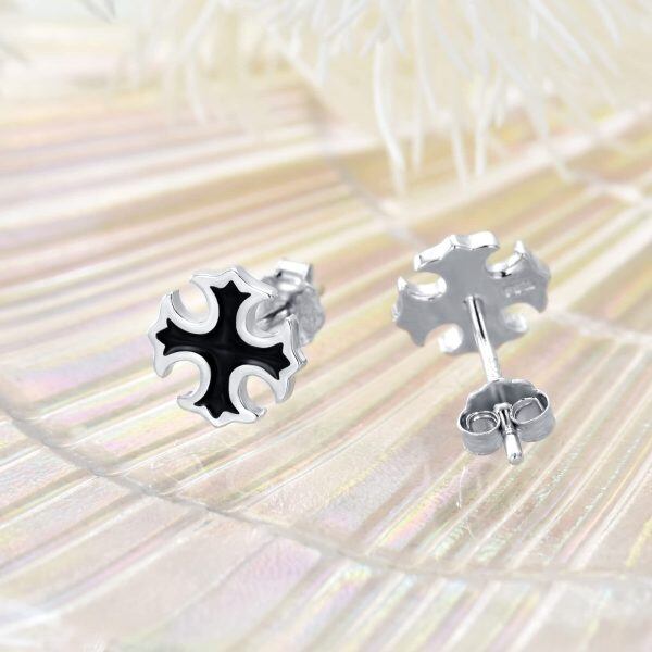 Sterling Silver Cross Earrings-3