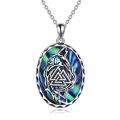 wholesale 925 Sterling Silver Abalone Shell Triquetra Wolf Pendant Necklace for Women-0-0