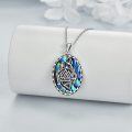 wholesale 925 Sterling Silver Abalone Shell Triquetra Wolf Pendant Necklace for Women-0-4