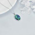 wholesale 925 Sterling Silver Abalone Shell Triquetra Wolf Pendant Necklace for Women-0-5