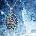 wholesale 925 Sterling Silver Abalone Shell Triquetra Wolf Pendant Necklace for Women-0-6