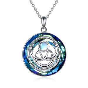 Sterling Silver Triple Moon Necklace-0