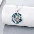 wholesale 925 Sterling Silver Blue Swarovski Crystals Circle Pendant Necklaces for Women-0-1