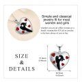 wholesale 925 Sterling Silver Heart-Shaped Love Couples Pendant Necklace with Red Hearts and Black Silhouette Design for Women-0-2