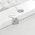 wholesale 925 Sterling Silver Queen Bee Crown Dangle Earrings with Cubic Zirconia and Gold Plating for Women-0-1