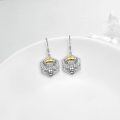wholesale 925 Sterling Silver Queen Bee Crown Dangle Earrings with Cubic Zirconia and Gold Plating for Women-0-2