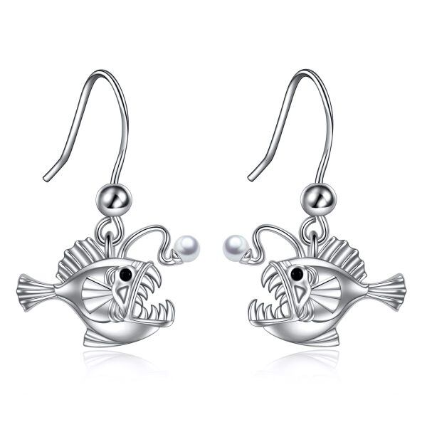 Sterling Silver Angler Fish Earrings-0