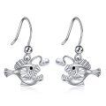 wholesale 925 Sterling Silver Blue Opal Hook Earring with Angler Fish Design-0-0