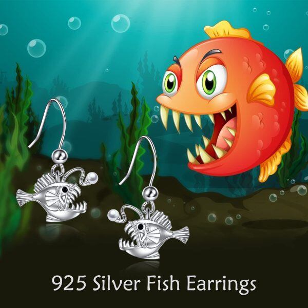 Sterling Silver Angler Fish Earrings-5