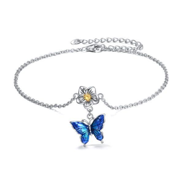 Sterling Silver Butterfly Ankle Bracelets-0