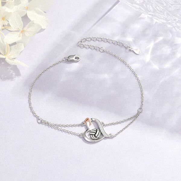 Sterling Sliver Heart Volleyball Bracelet-1