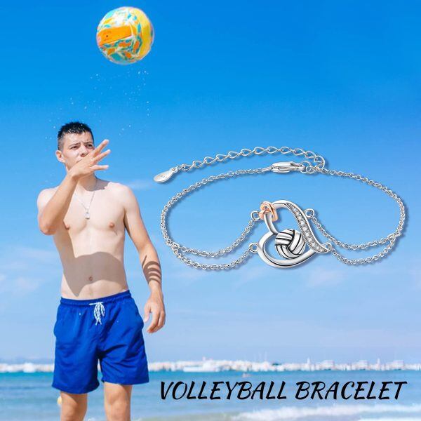 Sterling Sliver Heart Volleyball Bracelet-4