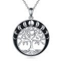 wholesale 925 Sterling Silver Moon Phase Tree of Life Pendant Necklace for Women-0-0