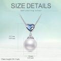 wholesale 925 Sterling Silver Blue Crystal & White Pearl Heart Pendant Necklace for Women-0-4