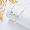 wholesale 925 Sterling Silver Floral Pearl & Emerald Pendant Necklaces for Women-0-2