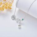 wholesale 925 Sterling Silver Floral Pearl & Emerald Pendant Necklaces for Women-0-3