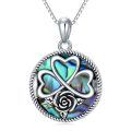 wholesale 925 Sterling Silver Round Clovers & Roses Abalone Shell Pendant Necklaces for Women-0-0
