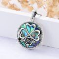 wholesale 925 Sterling Silver Round Clovers & Roses Abalone Shell Pendant Necklaces for Women-0-1