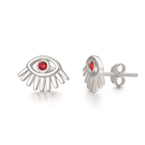 Sterling Silver Evil Eye Stud Earrings-0