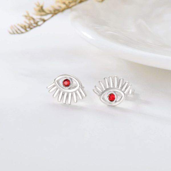 Sterling Silver Evil Eye Stud Earrings-2