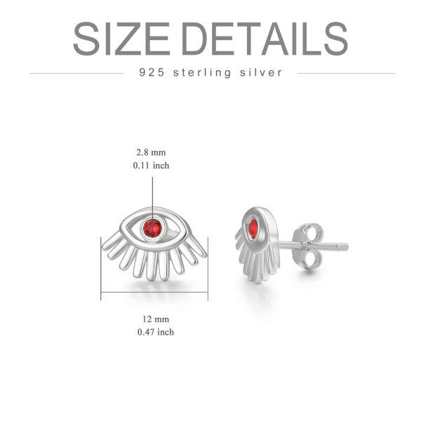 Sterling Silver Evil Eye Stud Earrings-5