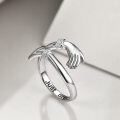 wholesale 925 Sterling Silver Just Breathe Adjustable Ring with Hand Design and Cubic Zirconia Stones for Women-0-2