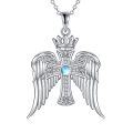 wholesale 925 Sterling Silver Angel Wing Crown Moonstone Pendant Necklace for Women-0-0