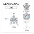 wholesale 925 Sterling Silver Angel Wing Crown Moonstone Pendant Necklace for Women-0-2