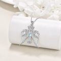 wholesale 925 Sterling Silver Angel Wing Crown Moonstone Pendant Necklace for Women-0-3