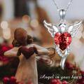 wholesale 925 Sterling Silver Red Austrian Crystal Heart Angel Wings Pendant Necklace-0-2