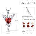 wholesale 925 Sterling Silver Red Austrian Crystal Heart Angel Wings Pendant Necklace-0-3