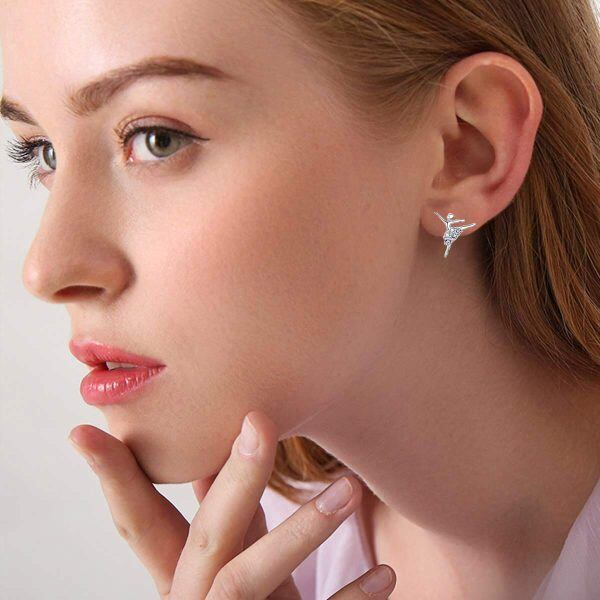 Sterling Silver Ballerina Earrings-1