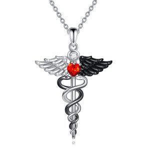 Sterling Silver Angel Wings Nurse Necklace-0