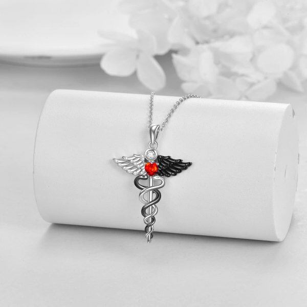 Sterling Silver Angel Wings Nurse Necklace-3