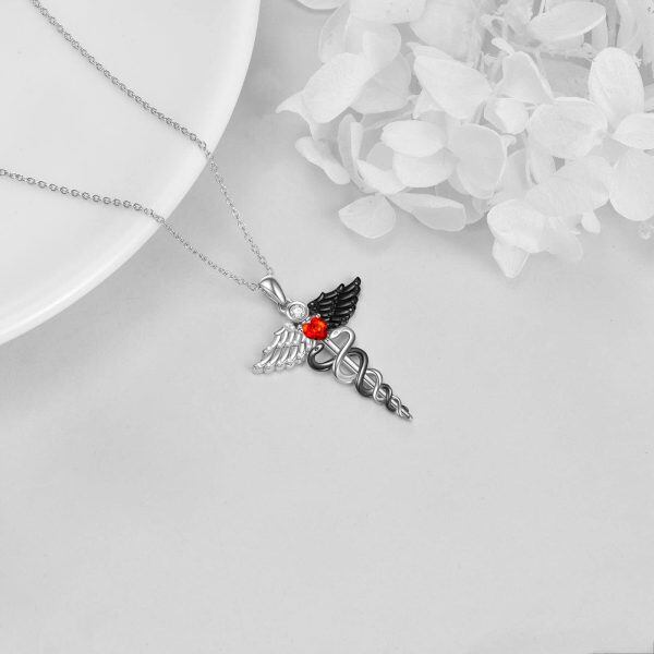 Sterling Silver Angel Wings Nurse Necklace-4