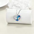 wholesale 925 Sterling Silver Heart-Shaped Girl and Cat Crystal Pendant Necklace for Women-0-2