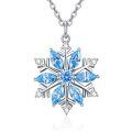 wholesale 925 Sterling Silver Blue Crystal Snowflake Pendant Necklace Elegant s for Women-0-0