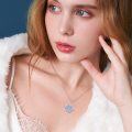 wholesale 925 Sterling Silver Blue Crystal Snowflake Pendant Necklace Elegant s for Women-0-1